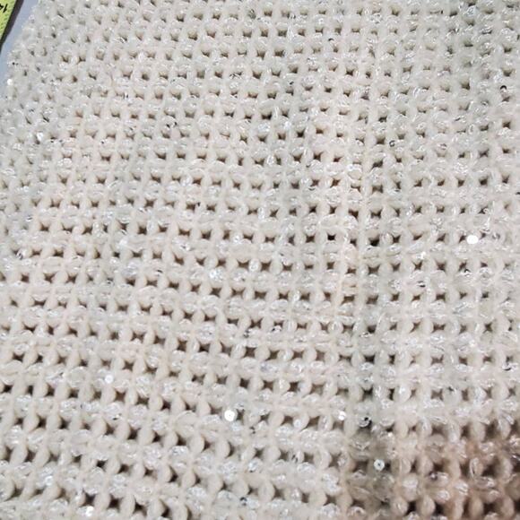 Two Sparkle Scarves Cream Sequin Infinity and Burgundy Sparkle Cape - Picture 3 of 3